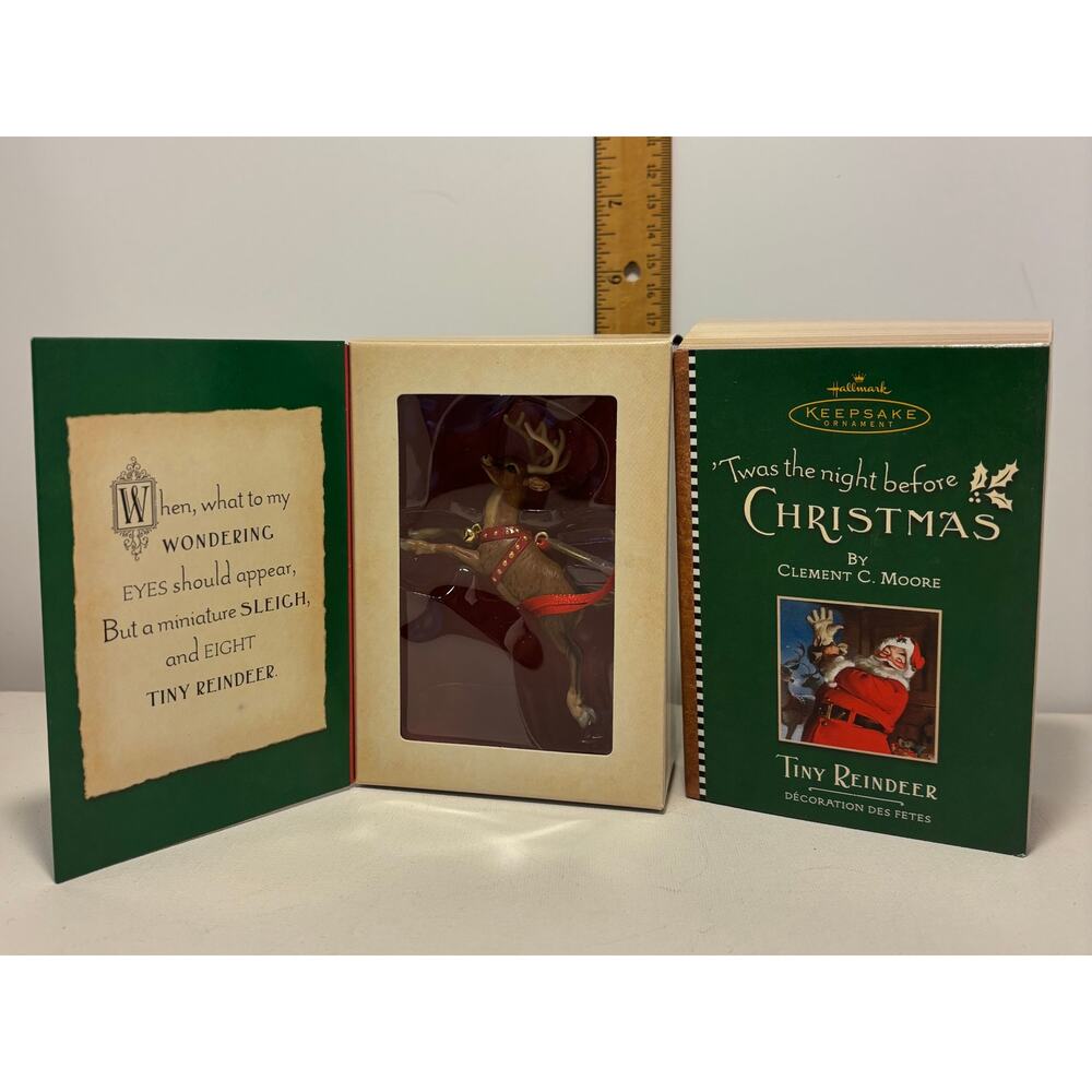 2001 Hallmark Tiny Reindeer Keepsake Ornament  "Twas the Night Before Christmas"